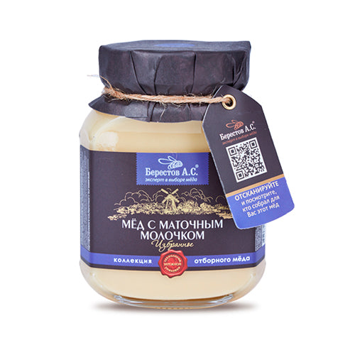 картинка Мёд натуральный цветочный полифлорный (С пчелиным маточным молочком. Избранное) &quot;Берестов А.С.&quot; 500г – Prostor.ae