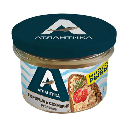 Горбуша и скумбрия рубленые. Атлантика 150 г