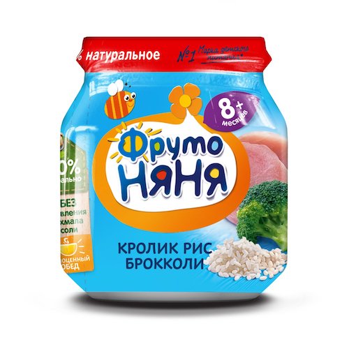 картинка Пюре мясное из кролика с рисом и брокколи с 8 месяцев ФрутоНяня 100г – Prostor.ae