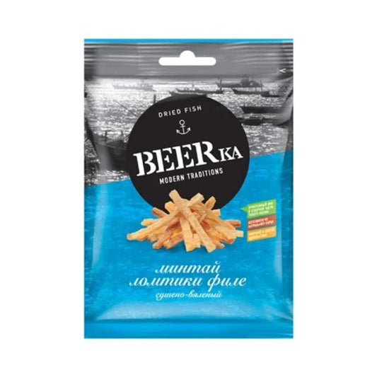Минтай сушено-вяленый филе ломтики Beerka 25г.