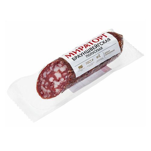 картинка Колбаса Брауншвейгская полусухая ГОСТ (сырокопченая, с мраморной говядиной) "Мираторг" 300г – Prostor.ae