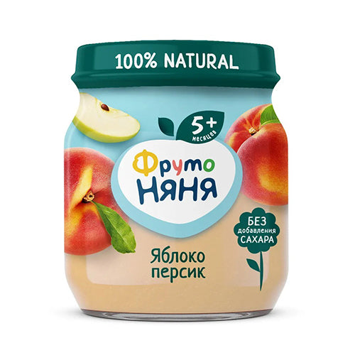 картинка Пюре натуральное из яблок и персиков с 5 месяцев ФрутоНяня 100г – Prostor.ae
