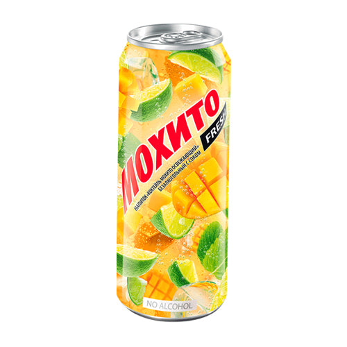 картинка Напиток-коктейль газированный &quot;Мохито Fresh Манго&quot; безалкогольный. Очаково 450мл – Prostor.ae