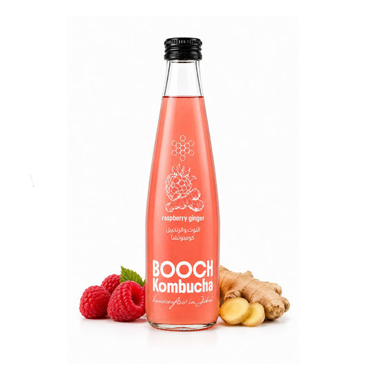 Комбуча со вкусом малина-имбирь Booch (ОАЭ) 300мл.