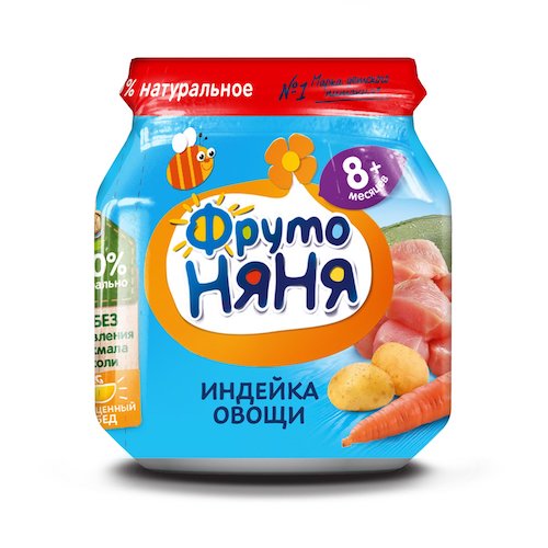 картинка Пюре мясное из индейки с овощами с 8 месяцев ФрутоНяня 100г – Prostor.ae