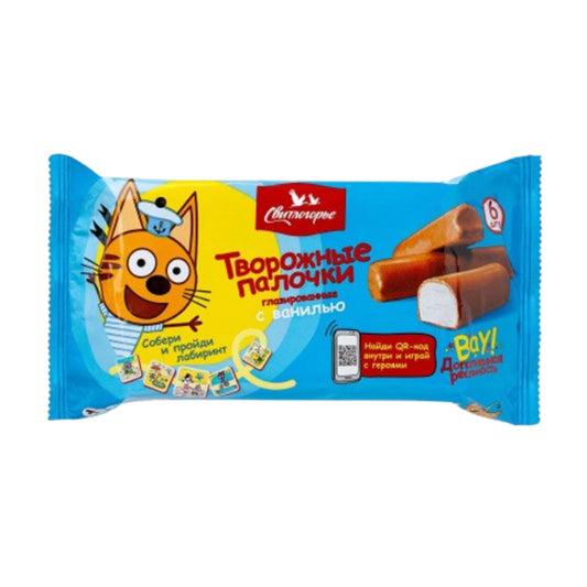 Glazed curd cheese with vanilla "Curd sticks" "Three cats" 16% "Svitlogorye" 180g (6 pcs. of 30g)