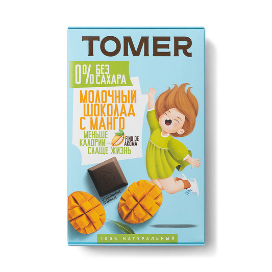 Natural milk chocolate with mango, sugar-free (individual pieces). Tomer 90 g