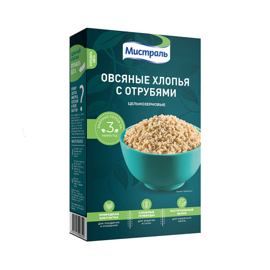 Хлопья Овсяные с отрубями. Мистраль 400г