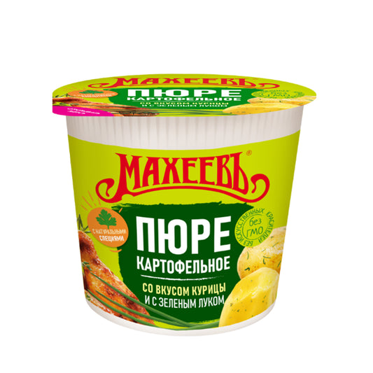 Картофельное пюре быстрого приготовления со вкусом курицы и зеленым луком. Махеевъ 40 г