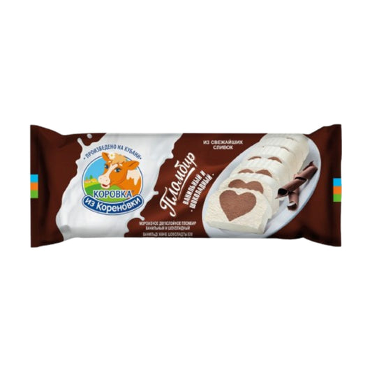 Ice cream plombir "Log" chocolate and vanilla 15% fat "Korovka iz Korenovka" 400g