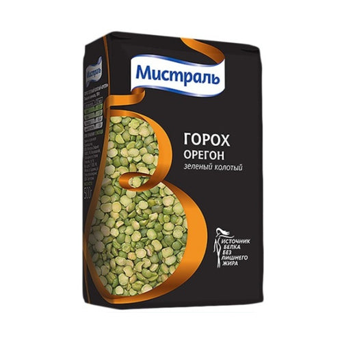 картинка Горох шлифованный зеленый колотый Орегон. Мистраль 500г – Prostor.ae