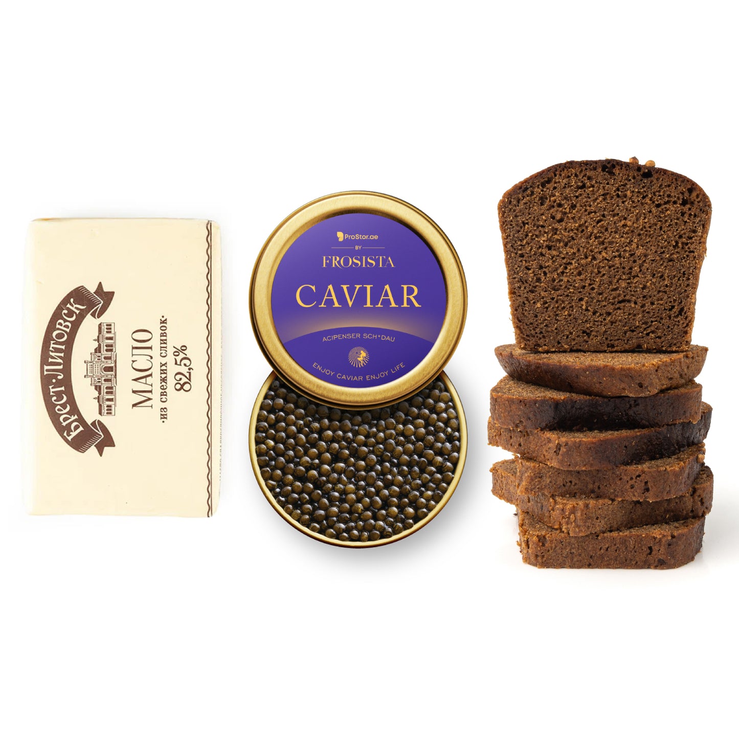 Набор для подачи черной икры Frosista с "Бородинским" хлебом и маслом