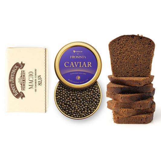 Набор для подачи черной икры Frosista с "Бородинским" хлебом и маслом
