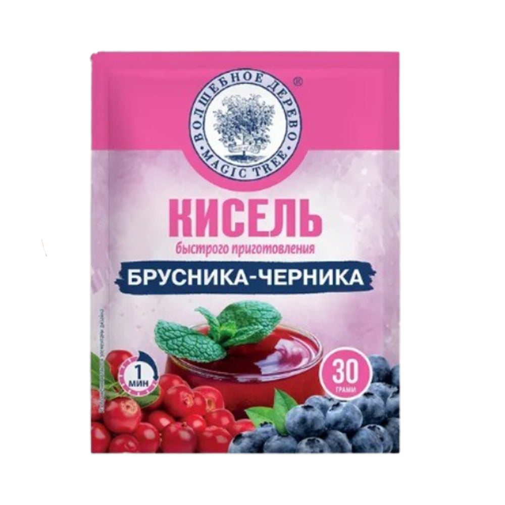 Кисель быстрого приготовления "Брусника-черника" Волшебное дерево 30г.