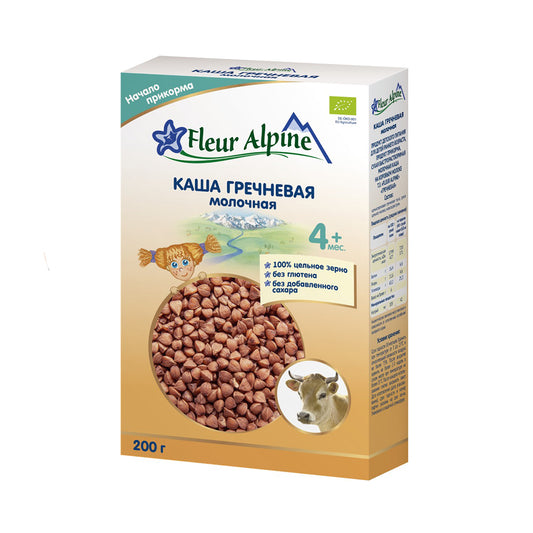 Каша гречневая молочная с 4 месяцев Fleur Alpine 200г.