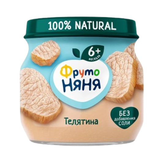 Пюре мясное из телятины (без соли, консервантов и красителей) с 6 месяцев ФрутоНяня 80г.