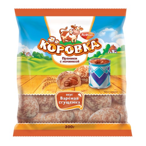 картинка Пряники "Коровка" с начинкой варёная сгущёнка. Рот-Фронт 300г – Prostor.ae
