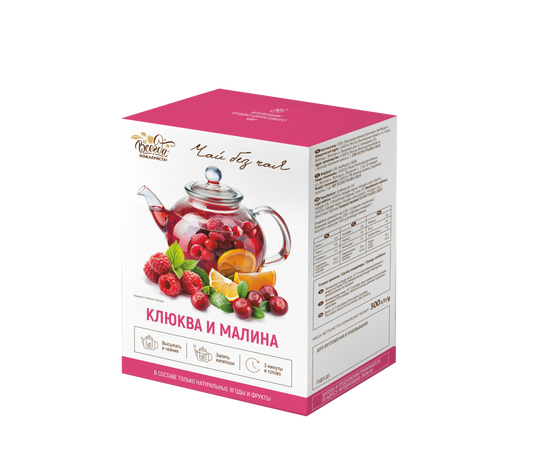 "Tea without tea" with cranberry and raspberry flavor, quick-frozen, sugar-free. Always welcome, 300 g