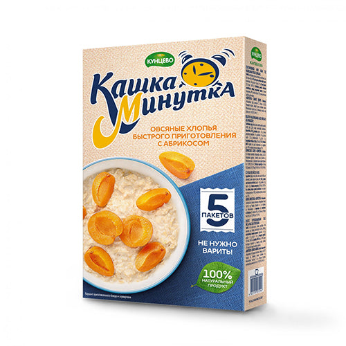картинка Овсяные хлопья быстрого приготовления с абрикосом Кашка Минутка 185г – Prostor.ae