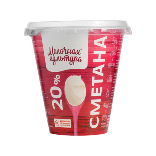 картинка Сметана сливочная густая 20%. Молочная культура 270г – Prostor.ae