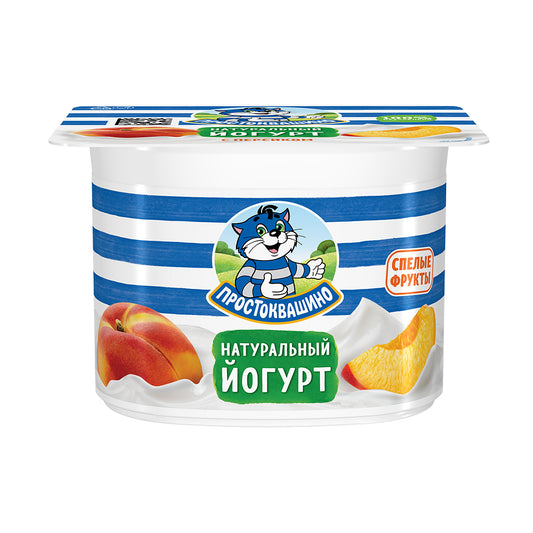 Natural peach-flavored yogurt 2.9%. Prostokvashino, 110 g.