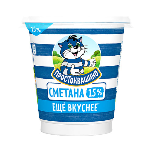 картинка Сметана 15%. Простоквашино 300г – Prostor.ae