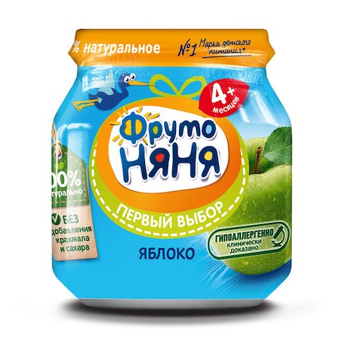 картинка Пюре натуральное "Яблоко" с 4 месяцев ФрутоНяня 100г – Prostor.ae