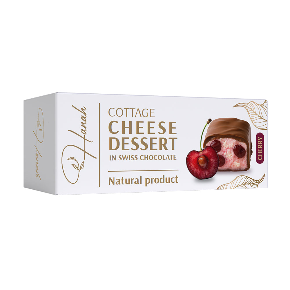 Natural curd cheese on coconut nectar glazed in Swiss chocolate with cherry flavor (without adding white sugar and preservatives) "Hanah chocolate" 50 g