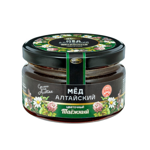 картинка Мёд Алтайский натуральный цветочный "Таежный". Медовый край 250г – Prostor.ae