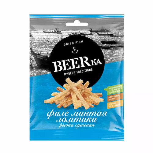 картинка Вяленые ломтики минтая Beerka 70гр – Prostor.ae