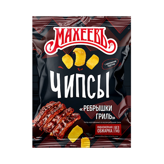 Чипсы картофельные со вкусом ребрышек гриль. Махеевъ 80 г