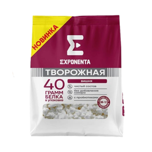 Продукт творожный обезжиренный высокобелковый с бифидобактериями ВВ-12 "Exponenta творожная" со вкусом вишня без сахара Exponenta (Беларусь) 250г.