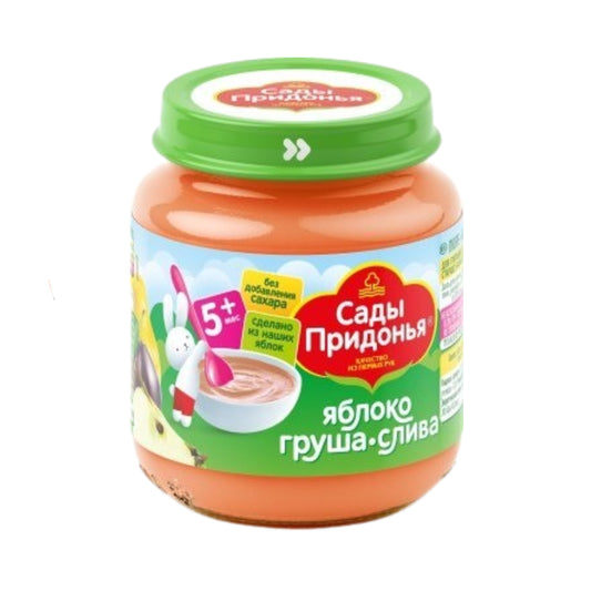 Пюре яблоко-груша-слива с 5 месяцев (без сахара и крахмала) Сады Придонья 120г.