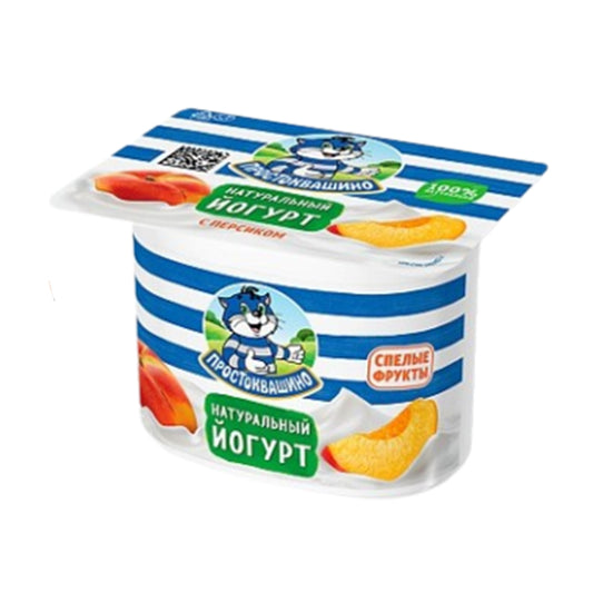 Natural yogurt with peach flavor 2.9% Prostokvashino 110g.