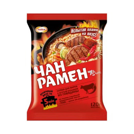 Лапша быстрого приготовления корейская "Чан Рамен" с острой говядиной Доширак 120г.