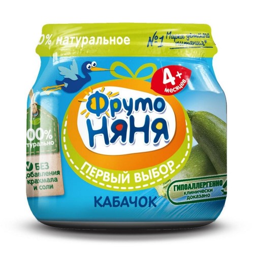 картинка Пюре натуральное "Кабачок" с 4 месяцев ФрутоНяня 80г – Prostor.ae