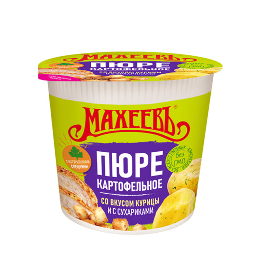 Картофельное пюре быстрого приготовления со вкусом курицы и сухариками. Махеевъ 40 г
