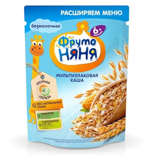 картинка Каша мультизлаковая (безмолочная). С 6 месяцев. ФрутоНяня 200г – Prostor.ae