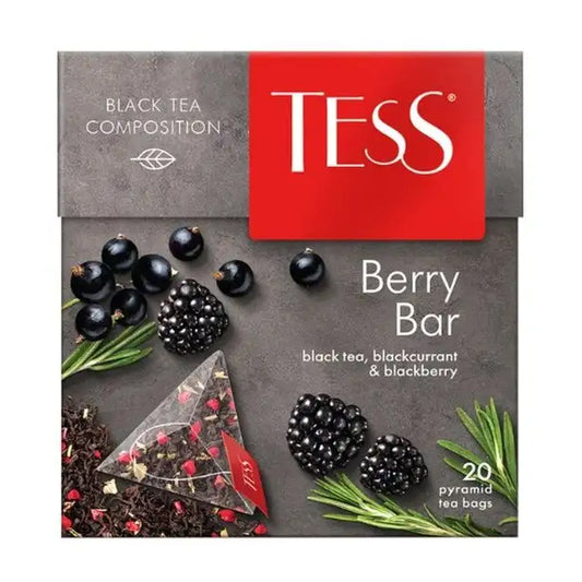 картинка Чай черный байховый с ароматом ежевики и черной смородины &quot;TESS Berry Bar&quot; (20 пирамидок) 36г – Prostor.ae