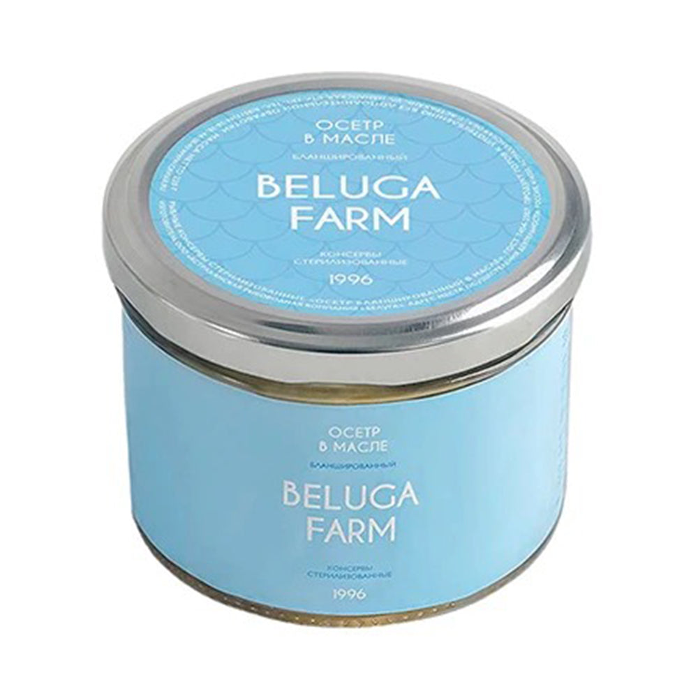 Осетр бланшированный в масле Beluga Farm 220г.