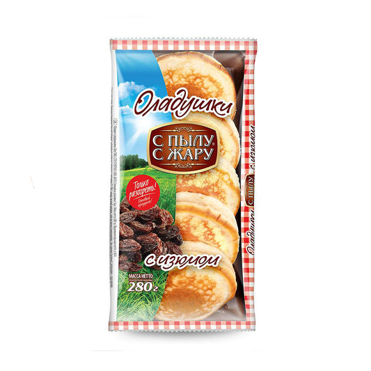 Оладушки с изюмом быстрозамороженные. С Пылу С Жару 280 г