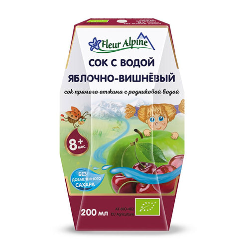 картинка Сок с водой "Яблочно-вишневый" с 8 месяцев "Fleur Alpine" 200мл – Prostor.ae