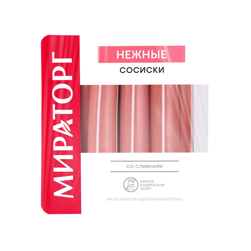 картинка Сосиски "Нежные" со сливками. Мираторг 350г – Prostor.ae