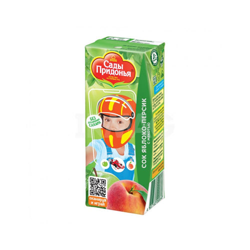 картинка Сок яблочно-персиковый осветленный. Сады Придонья 200мл – Prostor.ae