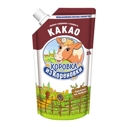 картинка Молоко сгущенное с сахаром и какао 5% жирности ГОСТ "Коровка из Кореновки" 270г – Prostor.ae