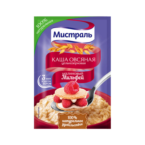 картинка Каша овсяная цельнозерновая "Малиновый Мильфей". Мистраль 40г – Prostor.ae