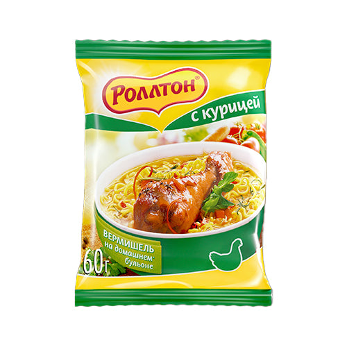 картинка Лапша быстрого приготовления со вкусом курицы. Роллтон 60г – Prostor.ae