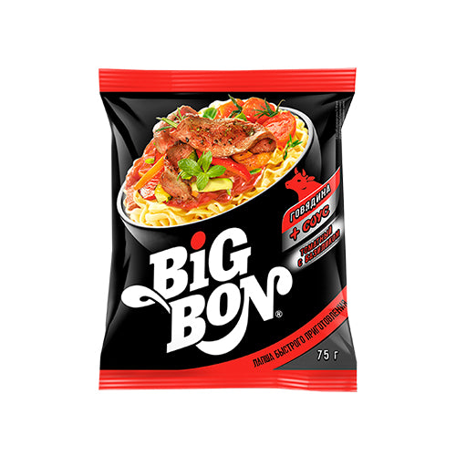 картинка Лапша со вкусом говядины и томатным соусом с базиликом. "Big Bon" 75г – Prostor.ae
