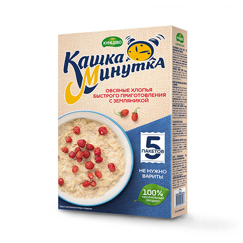 картинка Овсяные хлопья быстрого приготовления с земляникой Кашка Минутка 185г – Prostor.ae