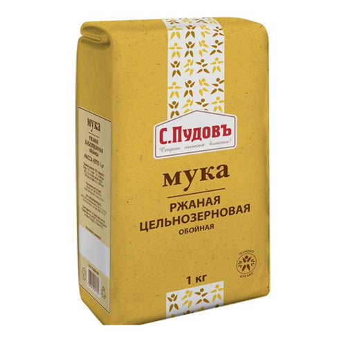 картинка Мука ржаная цельнозерновая обойная "С.Пудовъ" 1кг – Prostor.ae